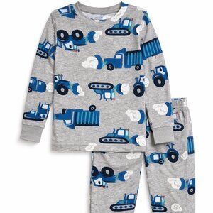 NWT Carter’s Boys Snowplow Construction Pajama Set Size 5T Gray Blue Truck Print